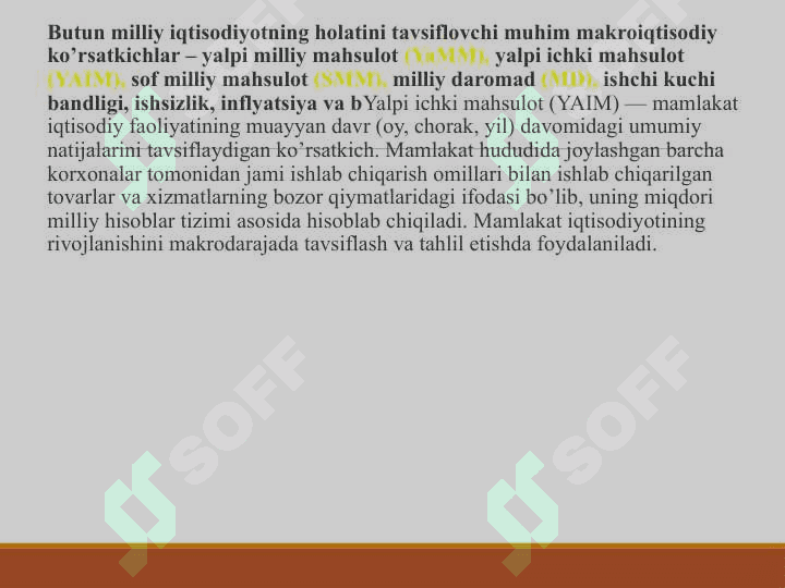 Yalpi ichki mahsulot statistikasi va uning xajmini hisoblash usullari 4