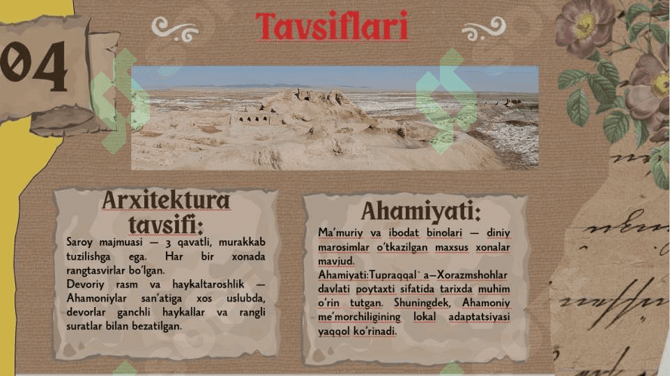 Ahamoniylar davrida Xorazm me'morchilik yodgorliklari (2) 6
