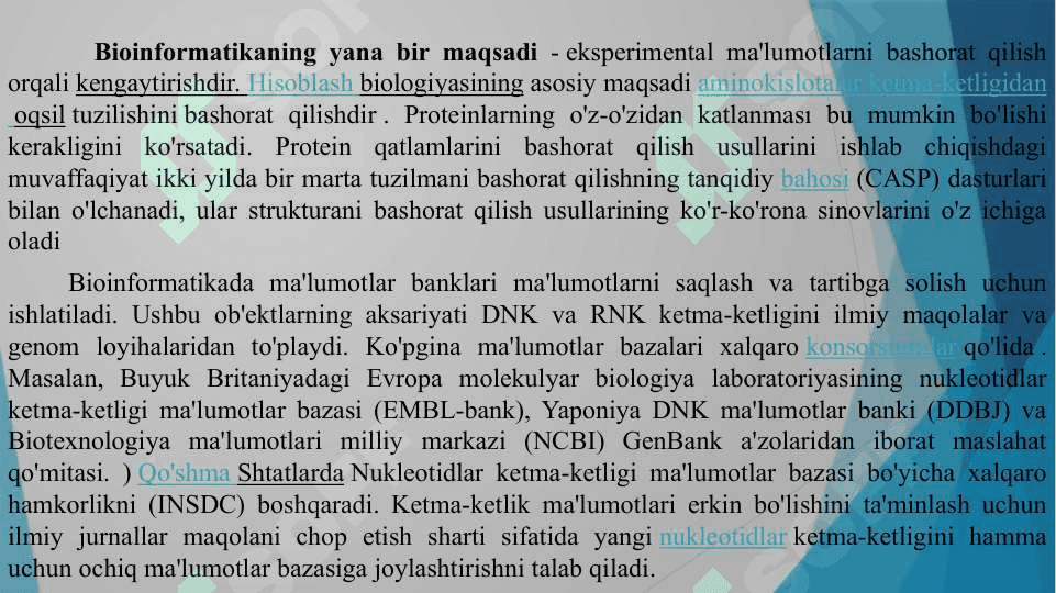 Nukleotidlar ketma - ketliklari ma’lumotlar bazalari. 4