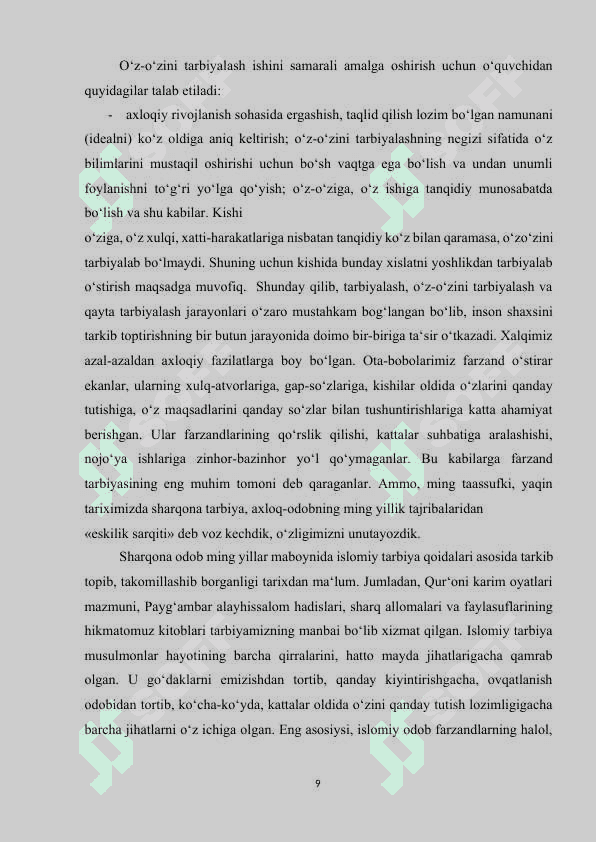 BOSHLANG‘ICH SINFLARDA TARBIYA JARAYONI MOHIYATI VA MAZMUNI 8