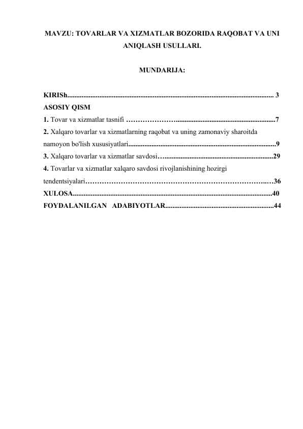 TOVARLAR VA XIZMATLAR BOZORIDA RAQOBAT VA UNI ANIQLASH USULLARI..docx 1