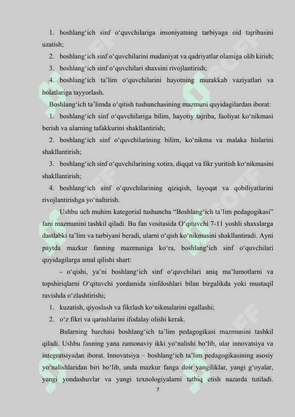 “BOSHLANG‘ICH TA’LIM PEDAGOGIKASI” FANINING BOSHQA FANLAR BILAN ALOQASI..docx 6