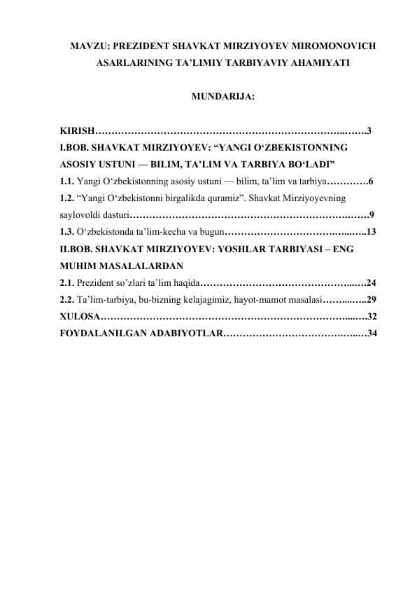 PREZIDENT SHAVKAT MIRZIYOYEV MIROMONOVICH ASARLARINING TA’LIMIY TARBIYAVIY AHAMIYATI.docx