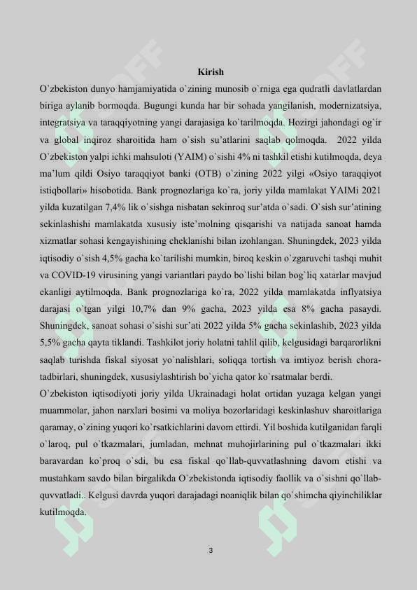Inflyasiya va uning namoyon bo'lish shakllari kurs ishi 4