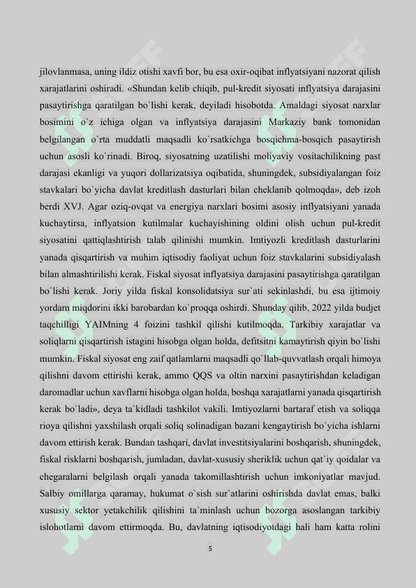 Inflyasiya va uning namoyon bo'lish shakllari kurs ishi 6