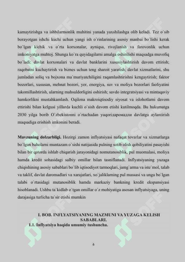 Inflyasiya va uning namoyon bo'lish shakllari kurs ishi 7