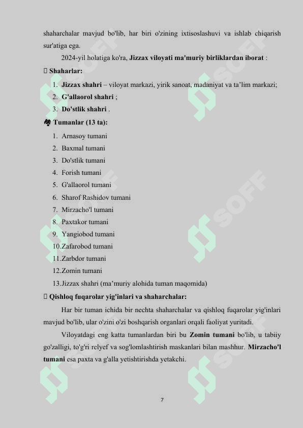Jizzax viloyatining iqdisodiy-geografik tavsifi 7