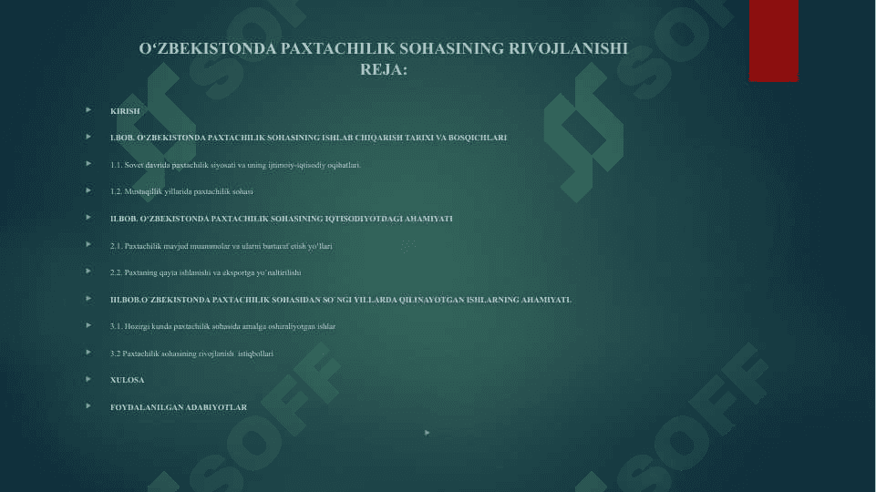Oʻzbekistonda paxtachilik sohasining rivojlanishi 2