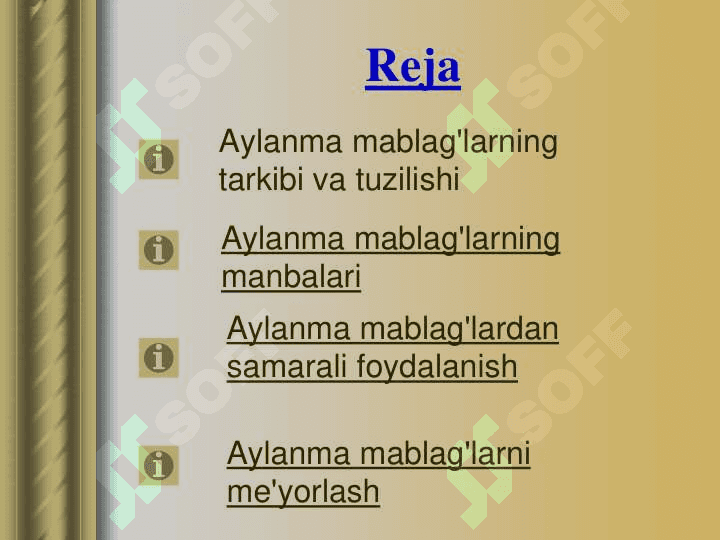 Aylanma fondlar. Korxona aylanma mablag`lari. 2
