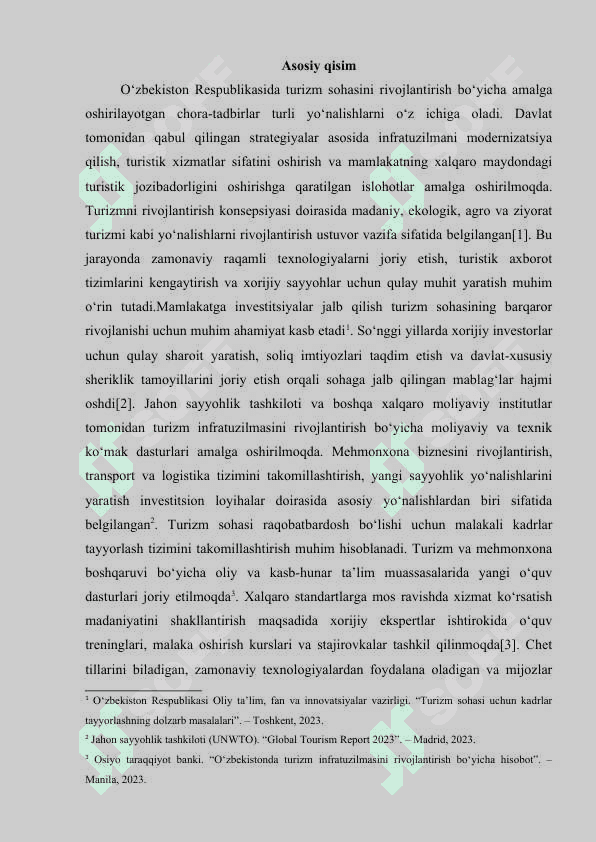 Turizmni rivojlantirish, sohaga investitsiyalarni jalb etish, kadrlar salohiyatini oshirish bo'yicha kompleks chora-tadbirlarni analiz qilish 2