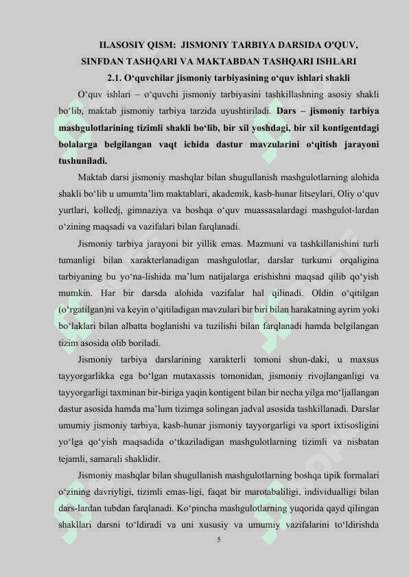 Jismoniy tarbiya darsida o'quv, sinfdan tashqari va maktabdan tashqari ishlari 5