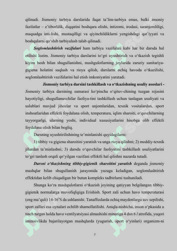 Jismoniy tarbiya darsida o'quv, sinfdan tashqari va maktabdan tashqari ishlari 7