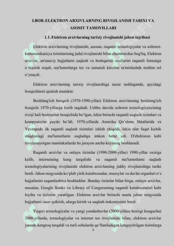 ELEKTRON ARXIVLAR FAOLIYATINI YO'LGA QO'YISH BO'YICHA JAHON TAJRIBASI 5