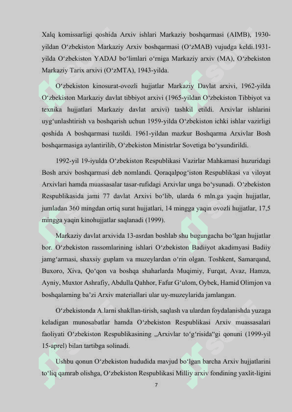 ELEKTRON ARXIVLAR FAOLIYATINI YO'LGA QO'YISH BO'YICHA JAHON TAJRIBASI 7
