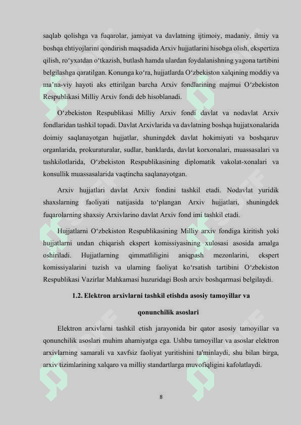 ELEKTRON ARXIVLAR FAOLIYATINI YO'LGA QO'YISH BO'YICHA JAHON TAJRIBASI 8