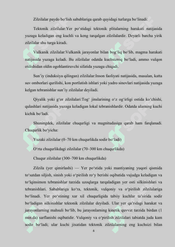 ZILZILA VA UNING XOSIL BO'LISHI 6