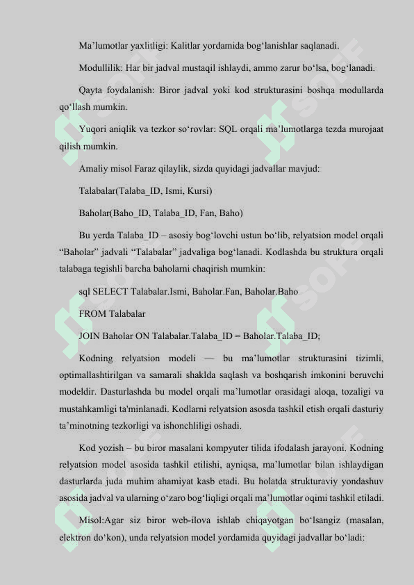 KODNING RELYATSION MODELI. 4