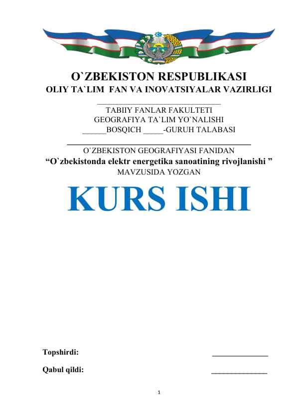 O`zbekistonda elektr energetika sanoatining rivojlanishi