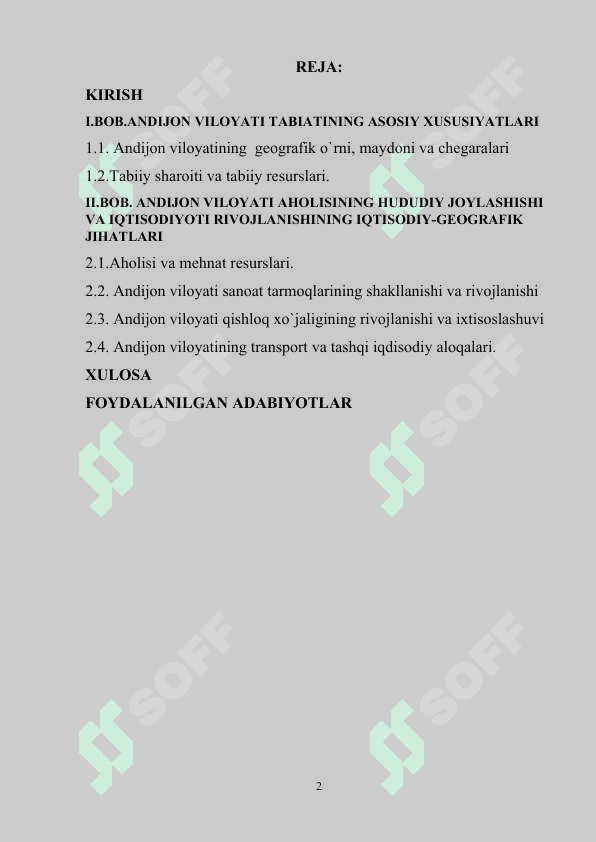 Andijon viloyatining iqtisodiy-geografik tavsifi 2