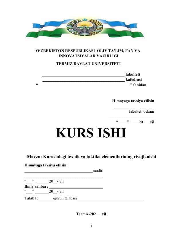 Kurashdagi texnik va taktika elementlarining rivojlanishi