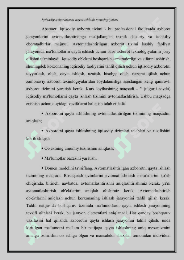 IQTISODIY AXBOROTLARNI QAYTA ISHLASH JARAYONIDA BULUTLI FOYDALANISH TEXNOLOGIYALARI 3
