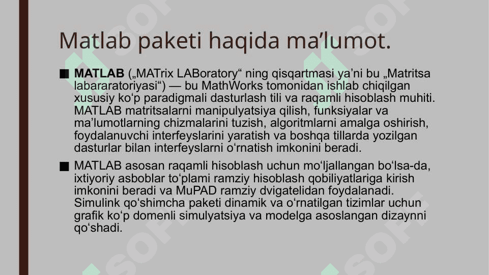 MATLAB paketining avzalliklar va kamchiliklari 3