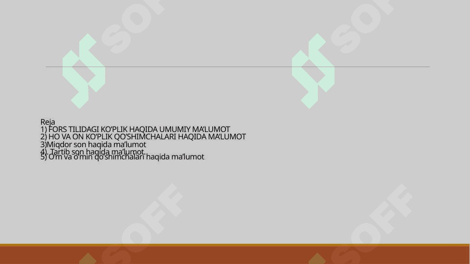 Otlarda son kategoriyasi arabiy kopliklar egalik affikslari Miqdor va tartib sonlar 2