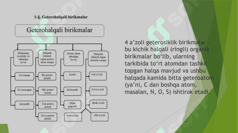 To’rt a’zoli geterosiklik birikmalar 3