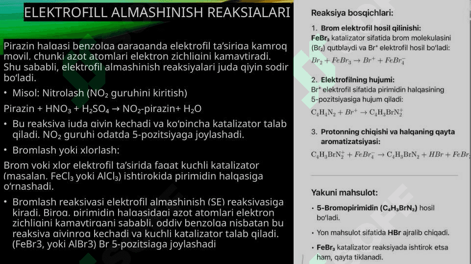 1,4-Diazin (pirazin).Olinish usullari,kimyoviy xossalari 6