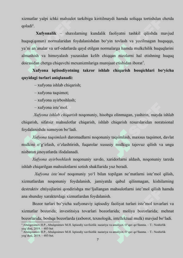 Iqtisodiyotni modernizatsiyalash sharoitida xufyona iqtisodiyot va uni tartibga solish yo‘llari 7