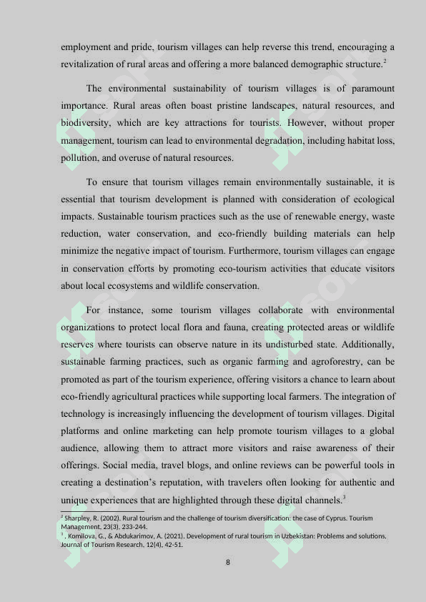 Prospects for the Development of Tourism Villages 8