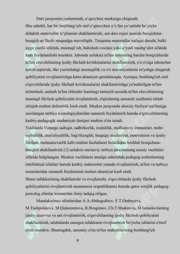 1-2  sinf oʻquvchilarning fikrlash qobiliyatlarini rivojlantirishda  tarqatma materiallardan foydalanish usullari 8