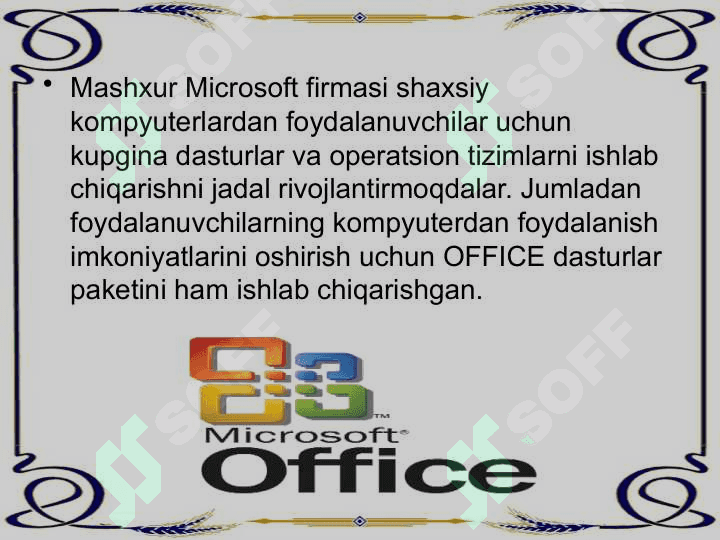 Microsoft office dasturlar paketi va ular bilan ishlash 3