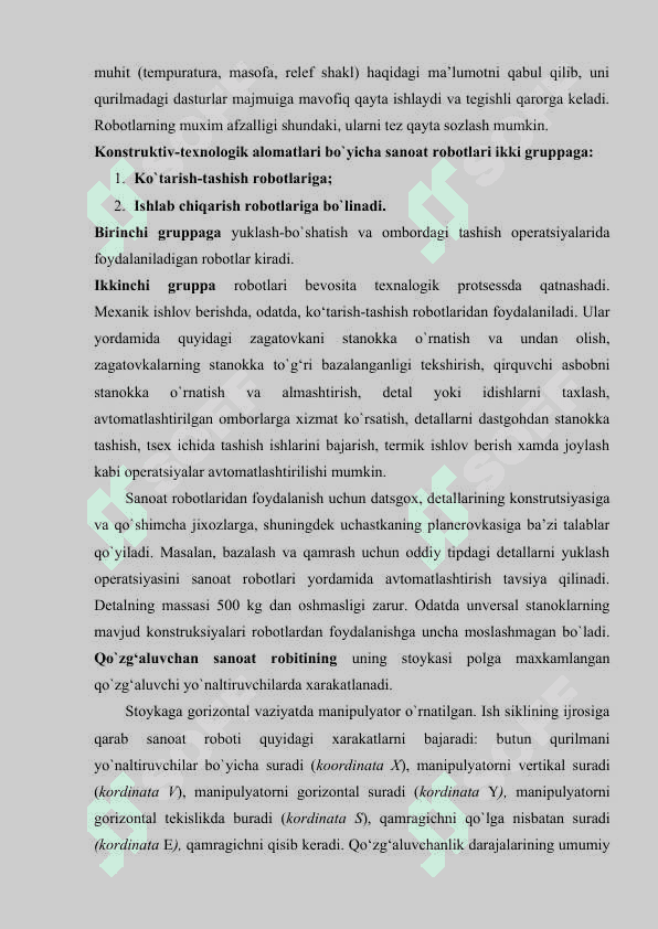 ROBOTLASHTIRILGAN TEXNOLOGIK KOMPLEKSLAR 4