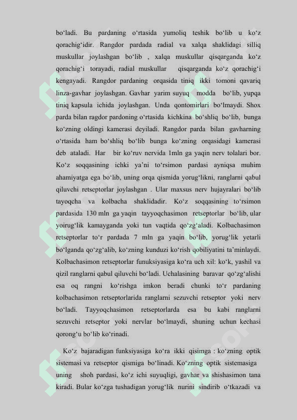 Ko‘zning anotomik tuzilishi va ko‘rish funiksiyasi 2