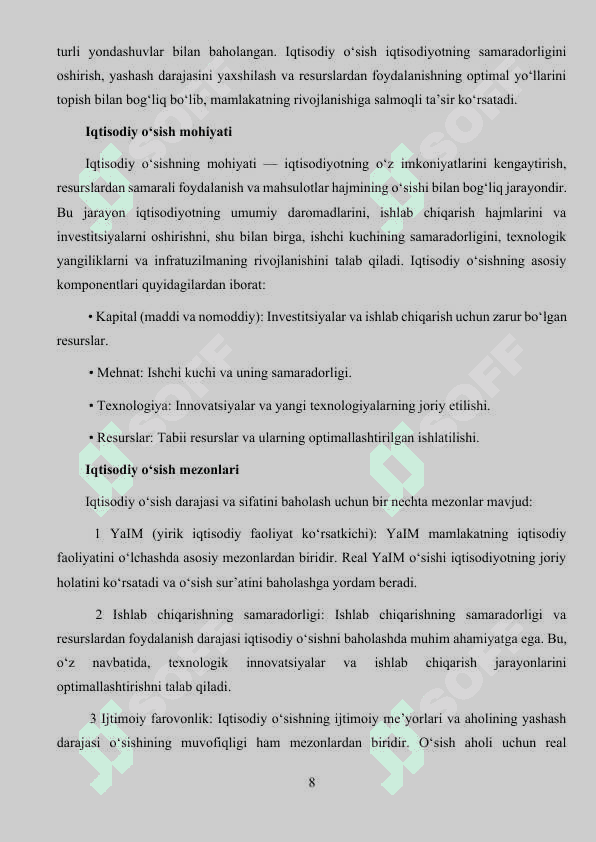 Inflyatsiya va iqtisodiy o‘sishning nazariy asoslari 8