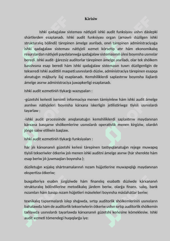 Ishki audit qásiyetleri hám ishki audit túrleri 2