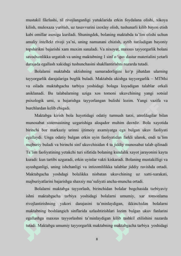 MAKTAB, OILA VA MAHALLA BILAN HAMKORLIKDA OLIB BORILADIGAN IJTIMOIY HAMKORLIK FAOLIYATI 8