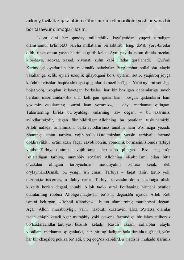 BOLANING BO‘SH VAQTINI TASHKIL ETISHDA ISLOM TA’LIMOTIDAN FOYDALANISH 4
