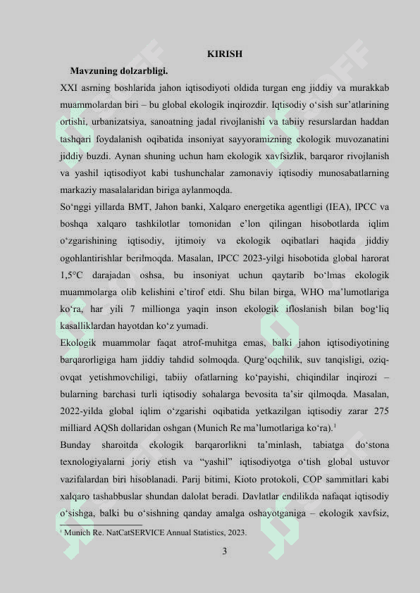 Jahon iqtisodiyotidagi ekologik muammolarning mohiyati va ularni hal etish mexanizmlari 3
