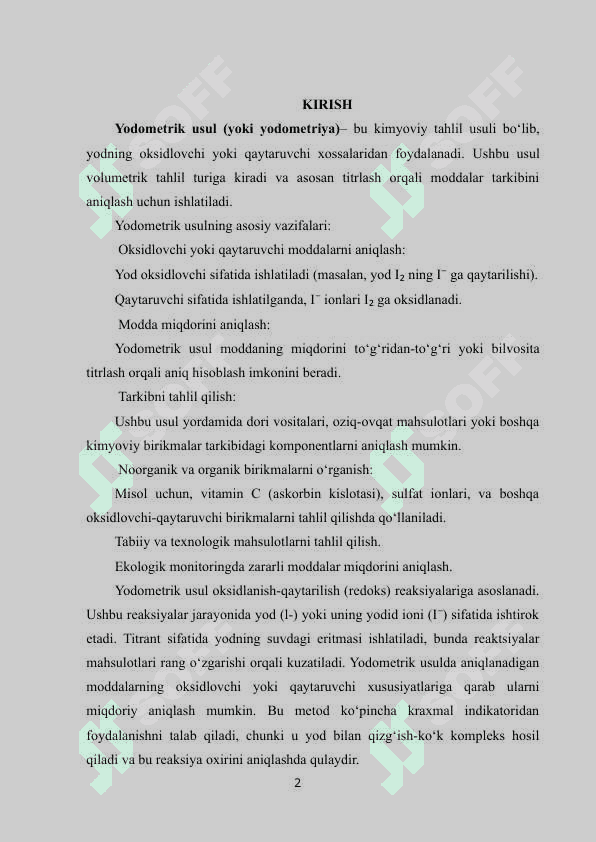 Yodometrik usul 2