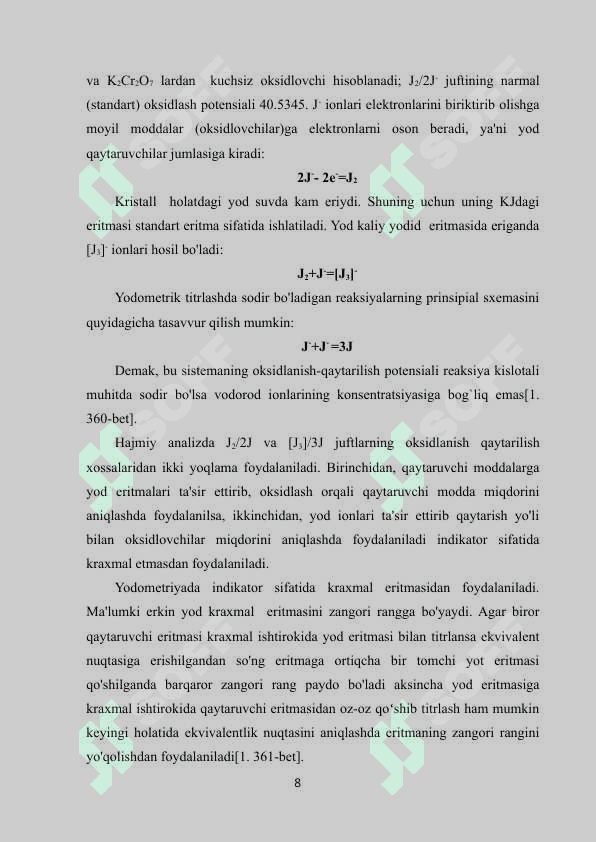 Yodometrik usul 8