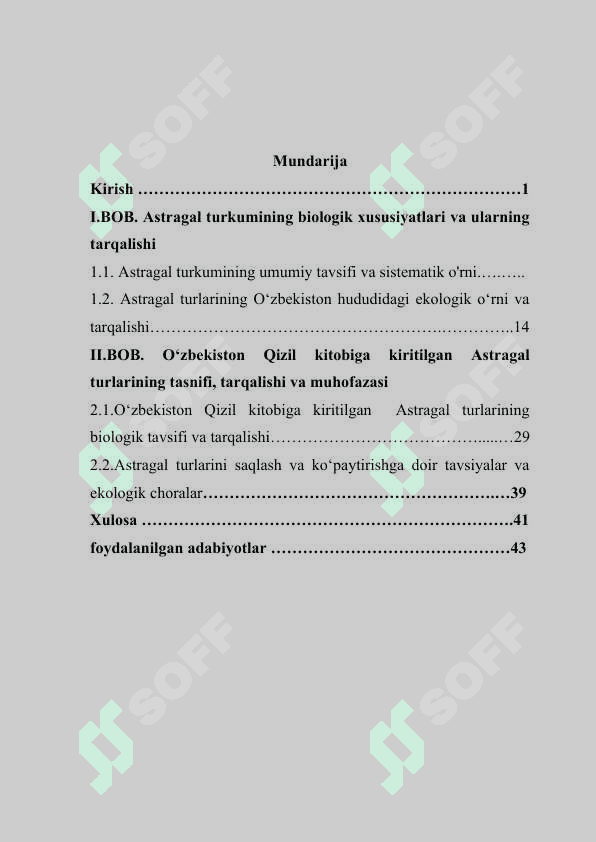 O‘zbekiston qizil kitobiga kiritilgan Astragal turkumi turlarining tasnifi  kurs ishi 2