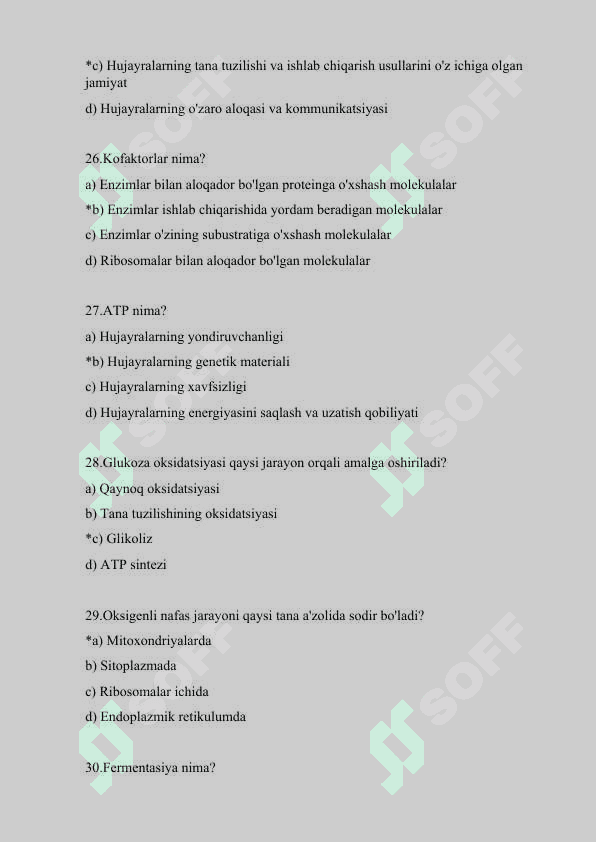Bioinformatika (Yakuniy testlar javoblari) 6