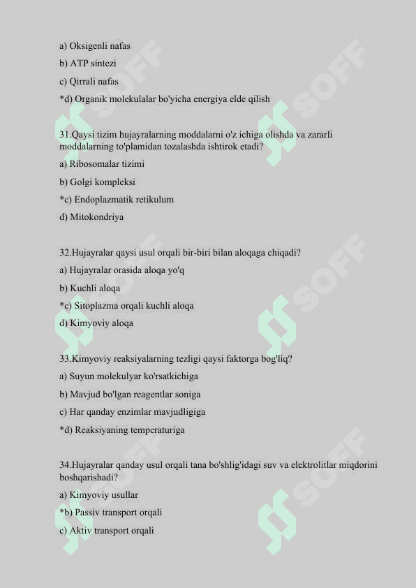 Bioinformatika (Yakuniy testlar javoblari) 7