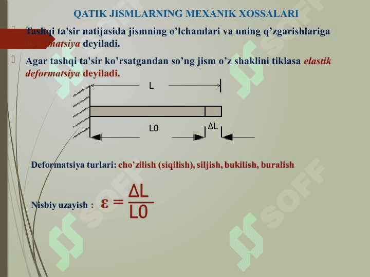 QATTIQ JISMLAR  VA  BIOLOGIK TO’QIMALARNING  MEXANIK  HOSSALARI 4