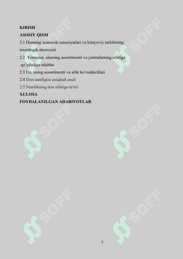 DON MAHSULOTLARI (kurs ishi) 2