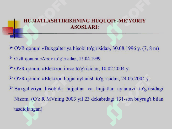 Buxgalteriya hisobini tashkil qilishning xuquqiy- meʼyoriy asoslari 3