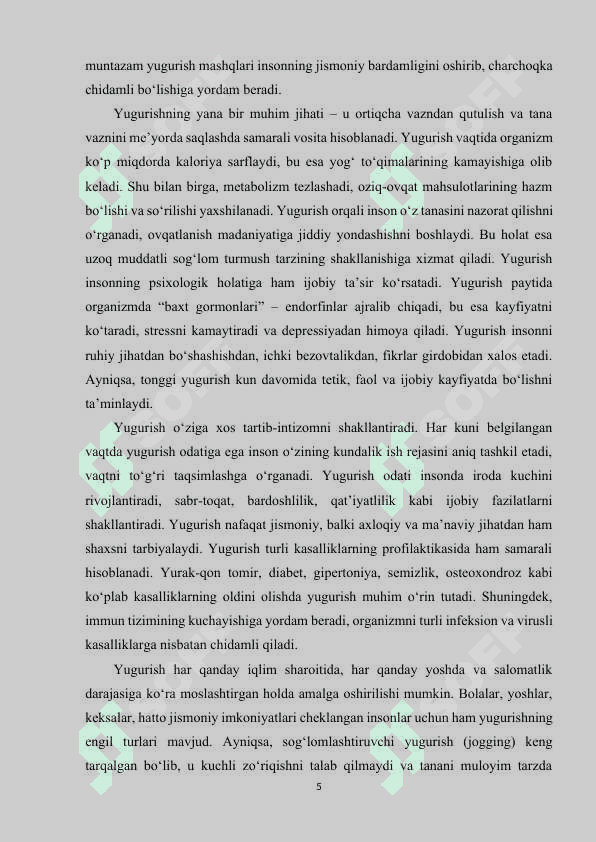 Yugurish turlari va ularning tasnifi. 5