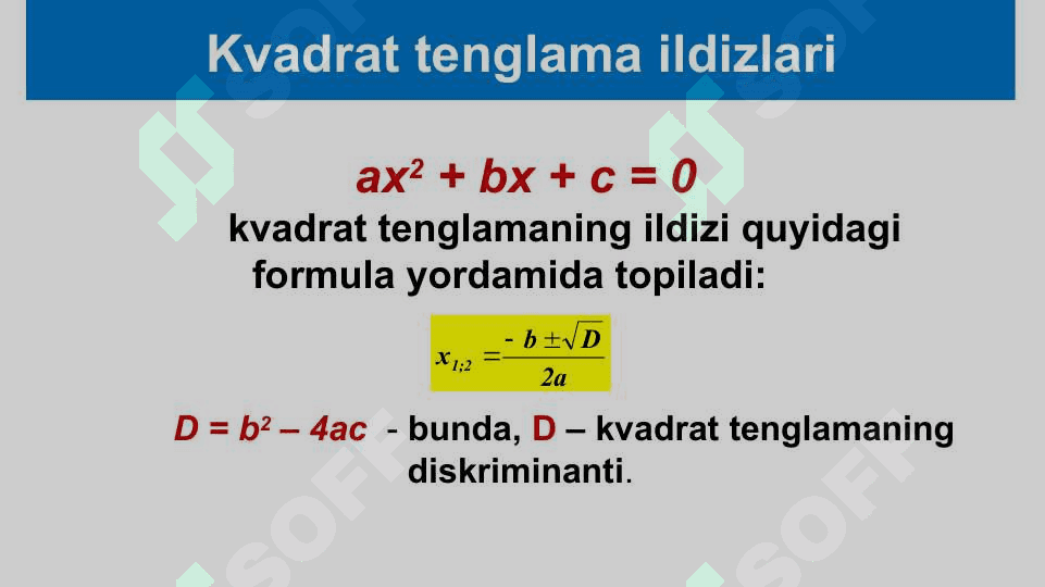 Kvadrat tenglama 4